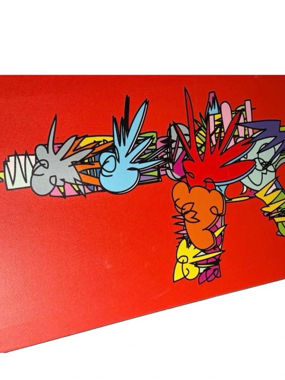 TECHNODROME1 AK47 Pop Art Canvas Print 48” x 16” Red Graffiti Contemporary Art